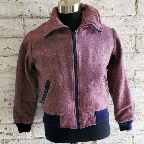 Green MOUNTAIN woolens Jackets & Blazers - VTG Green Mountain Woolens Bomber Jacket Purple Pink Winter Warm XS/Small